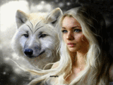 Девушка с белым волком