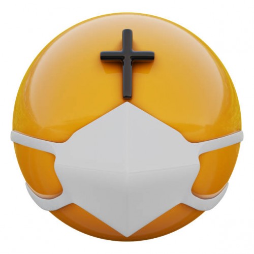 Смайлик в маске с крестом на лбу
