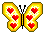 Бабочка с сердечками желтая