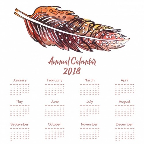 Календарь 2018 года с перышком