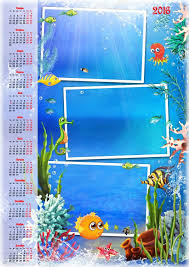 Календарь 2016 с тремя рамками для фото Морской