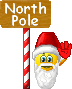 Санта машет рукой с северного полюся