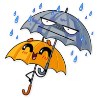 Девушка-зонтик прикрывается от дождя зонтом-мужчиной